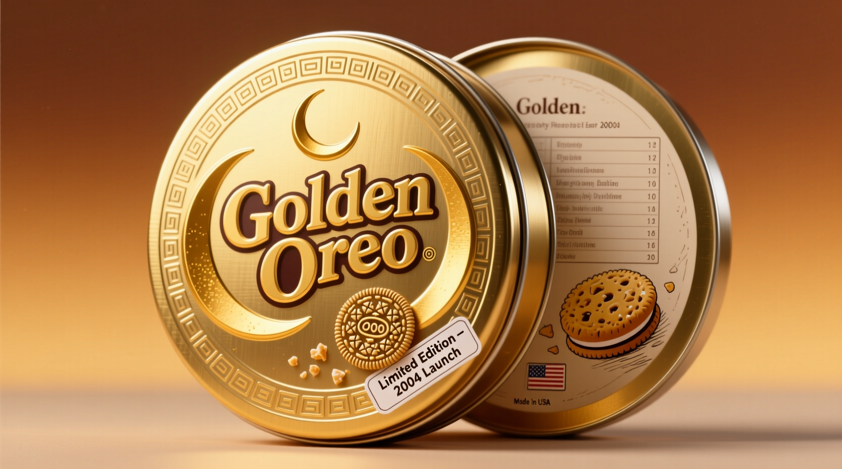 Vintage Golden Oreos packaging from 2004 launch