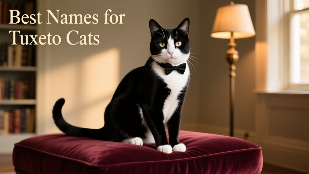 A tuxedo cat sitting elegantly on a velvet cushion, showcasing sharp black-and-white markings