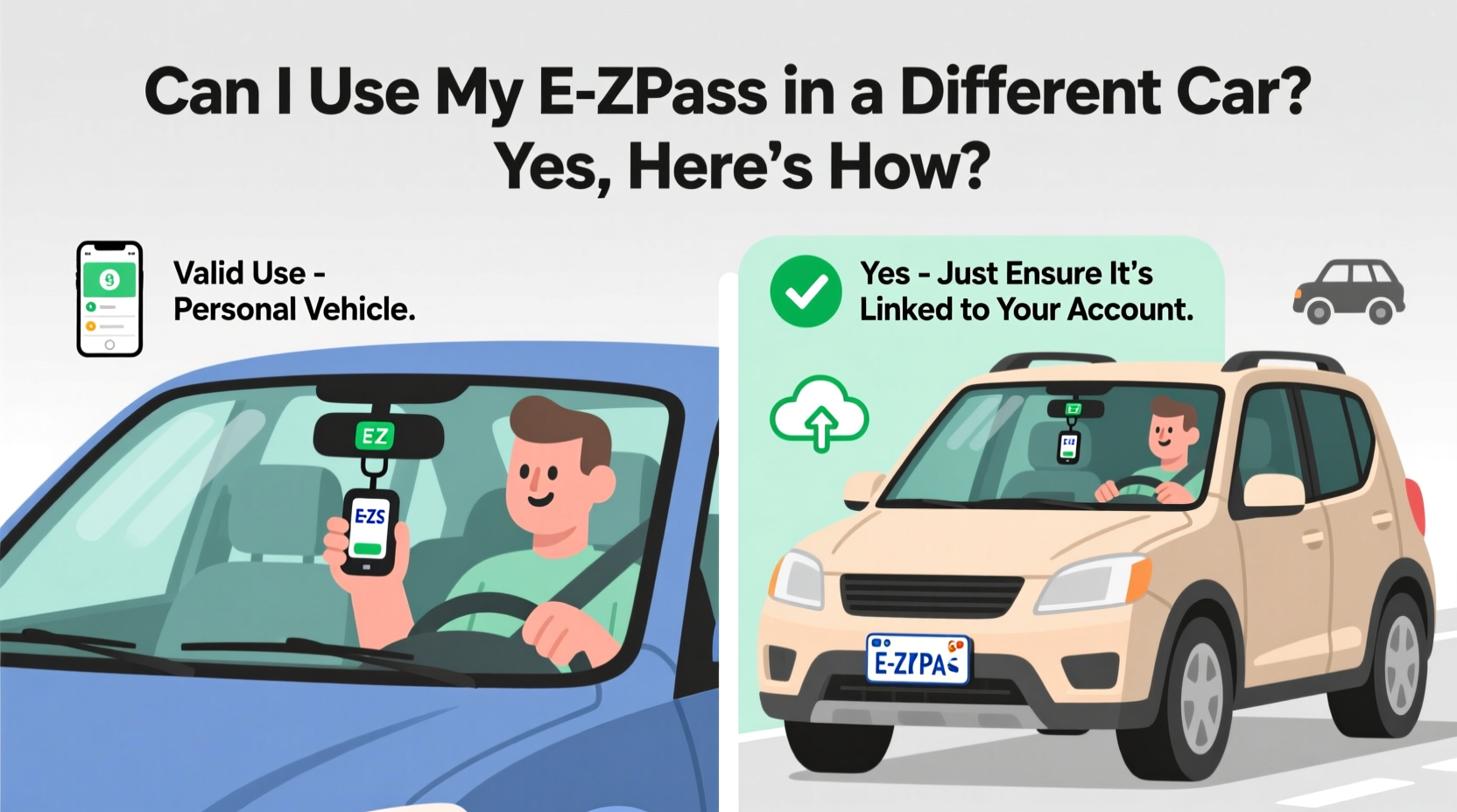 can i use my ez pass in a different car