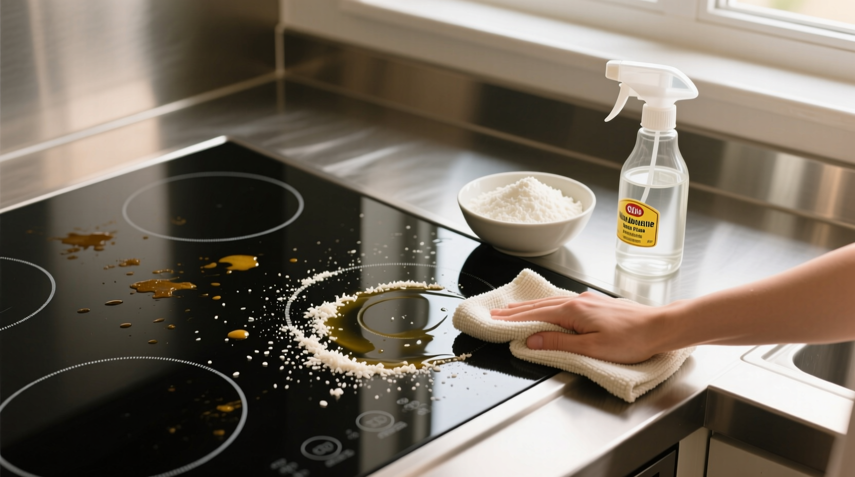 eco friendly cleaning tips grease removal for induction cooktops