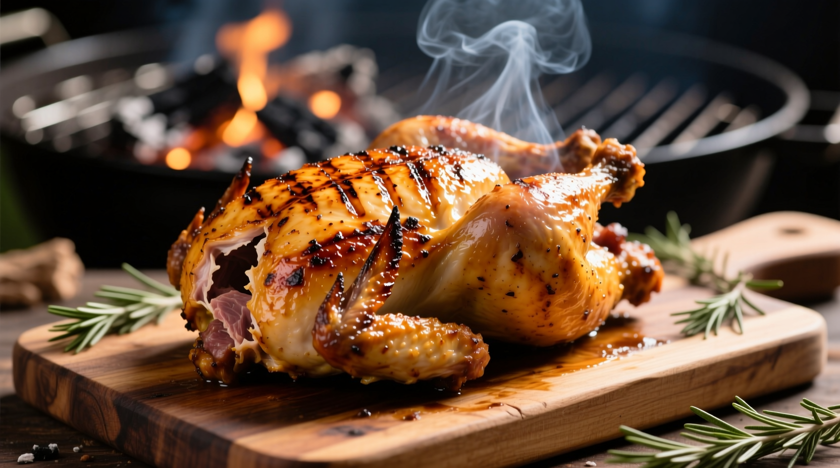 Perfectly grilled BBQ chicken with crispy skin