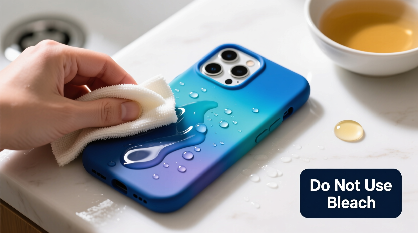 how to clean a silicone phone case without fading the color