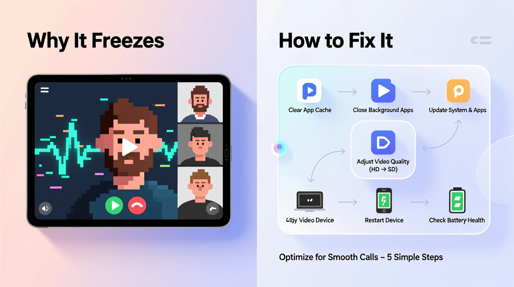 why does my tablet freeze during video calls and how to improve performance