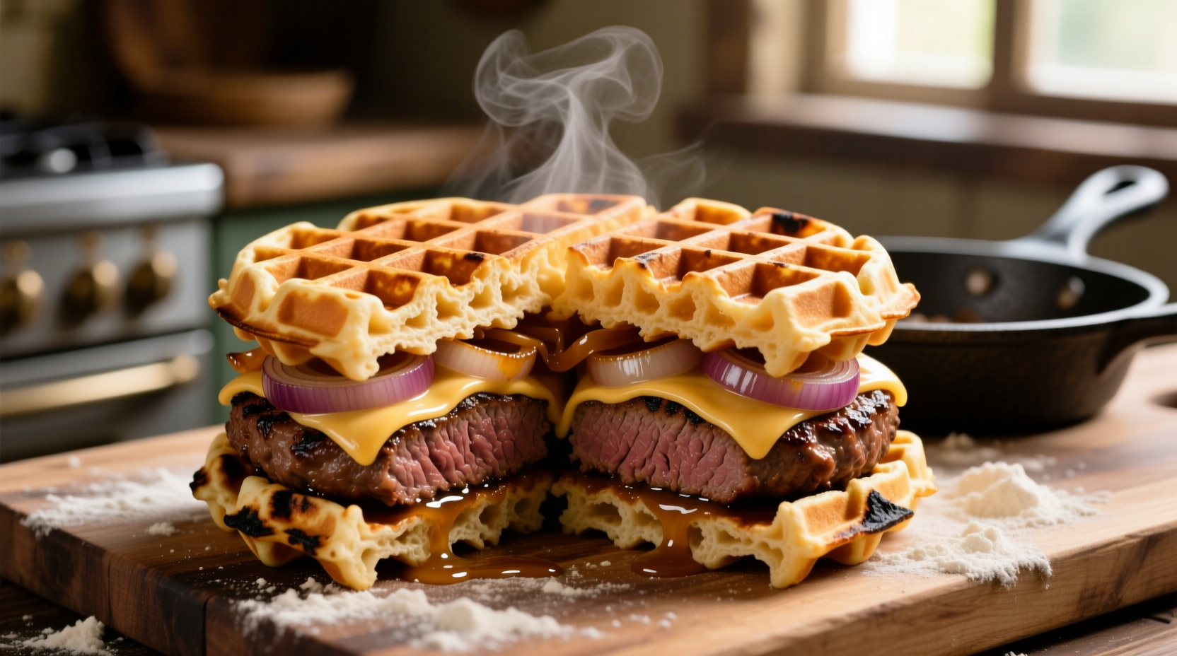 for the best waffled sandwich waffle your meat first