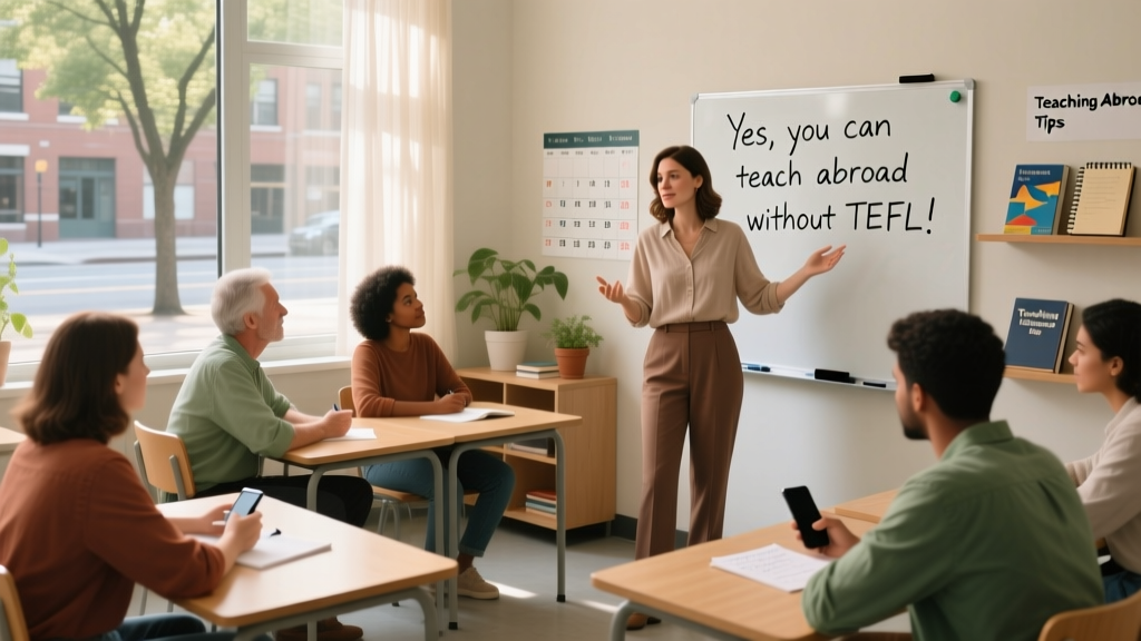 A ESL teacher giving a lesson in a classroom