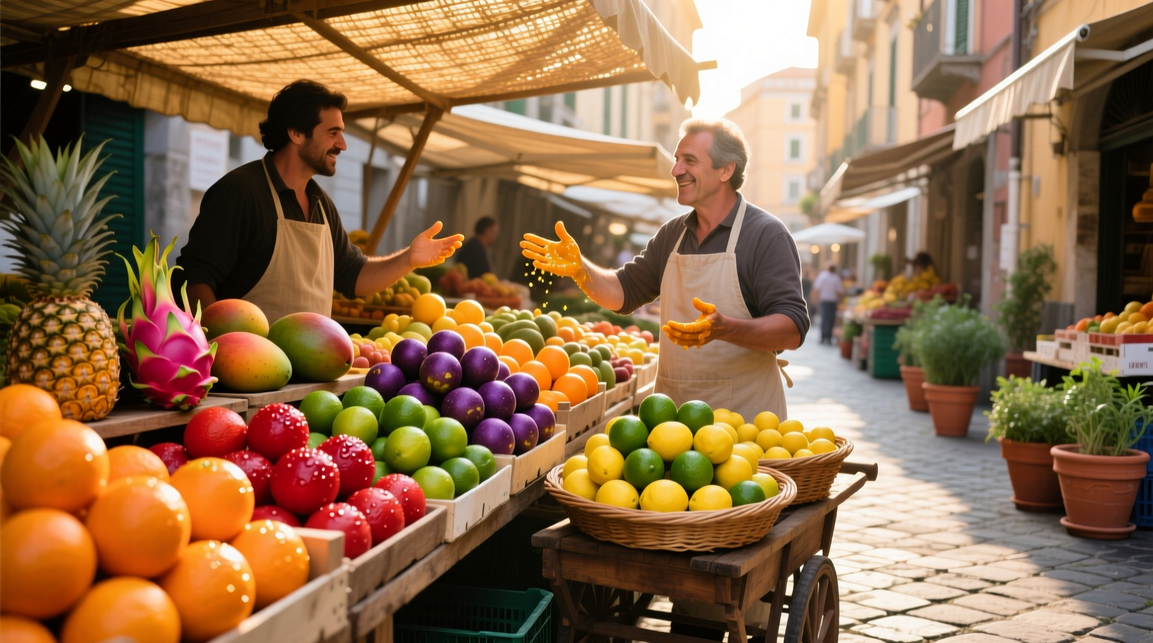 Naples farmers market with fresh citrus and tropical produce