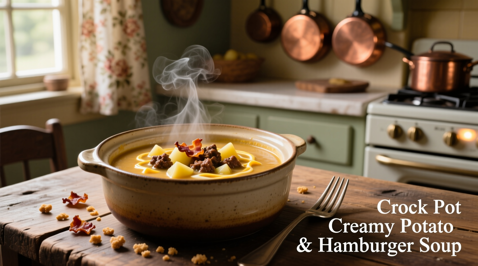 Crock Pot Creamy Potato & Hamburger Soup Recipe