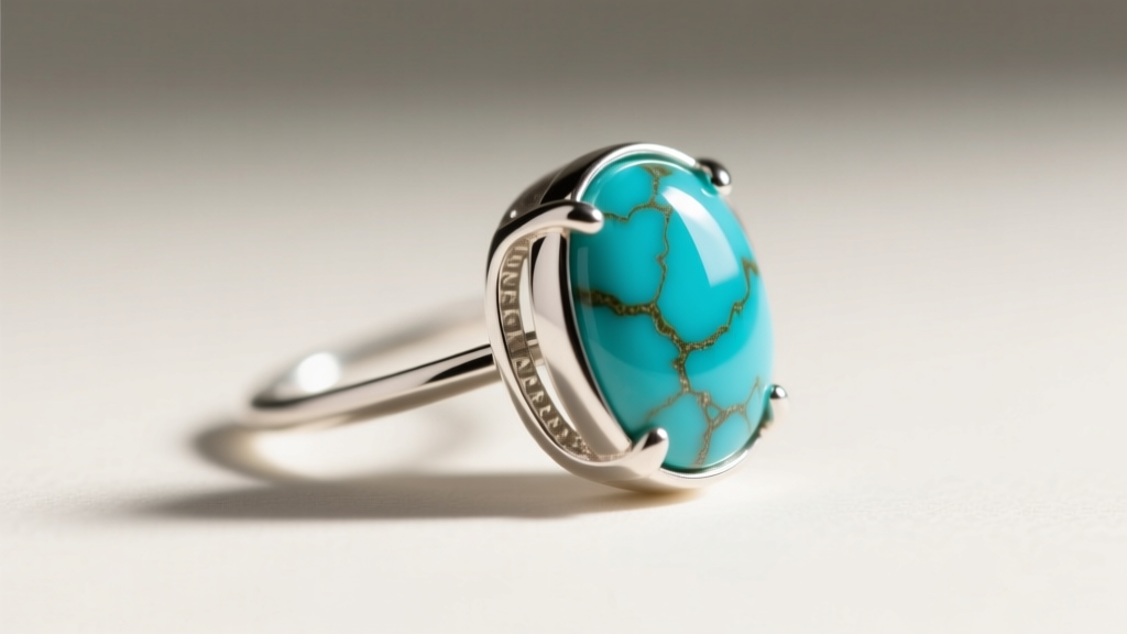 Side profile of a 20-gauge silver ear wire holding a stabilized Royston turquoise cabochon, highlighting the secure bezel lip edge.