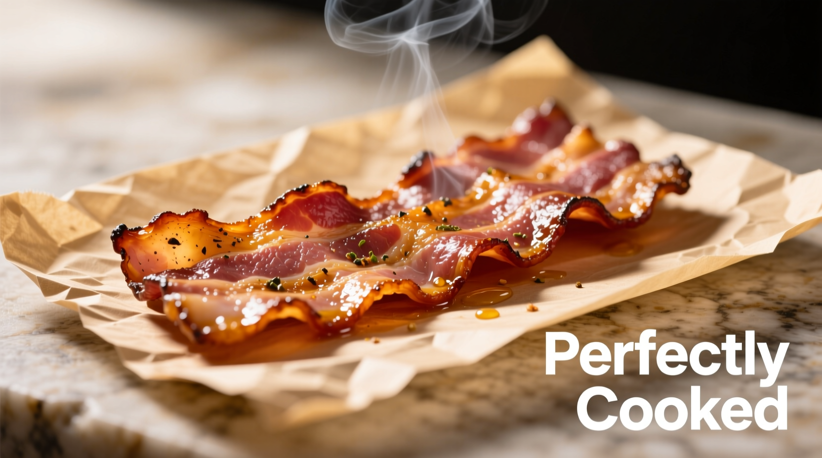 Perfectly cooked oven bacon on parchment paper