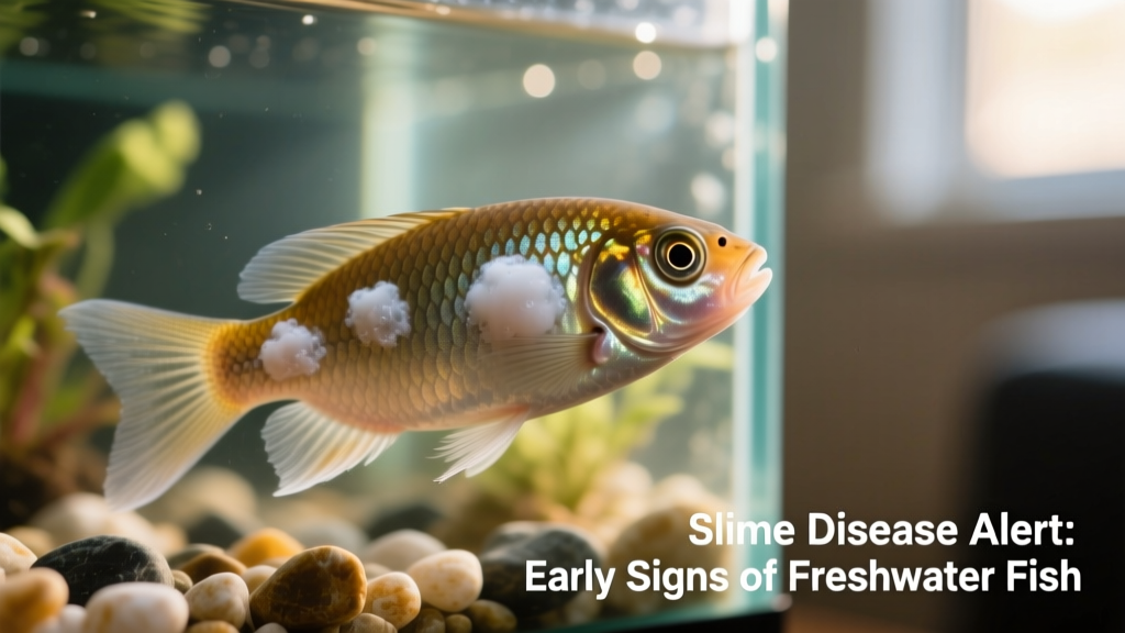 Close-up of a freshwater fish showing cloudy, milky patches along its flank—a classic sign of slime disease