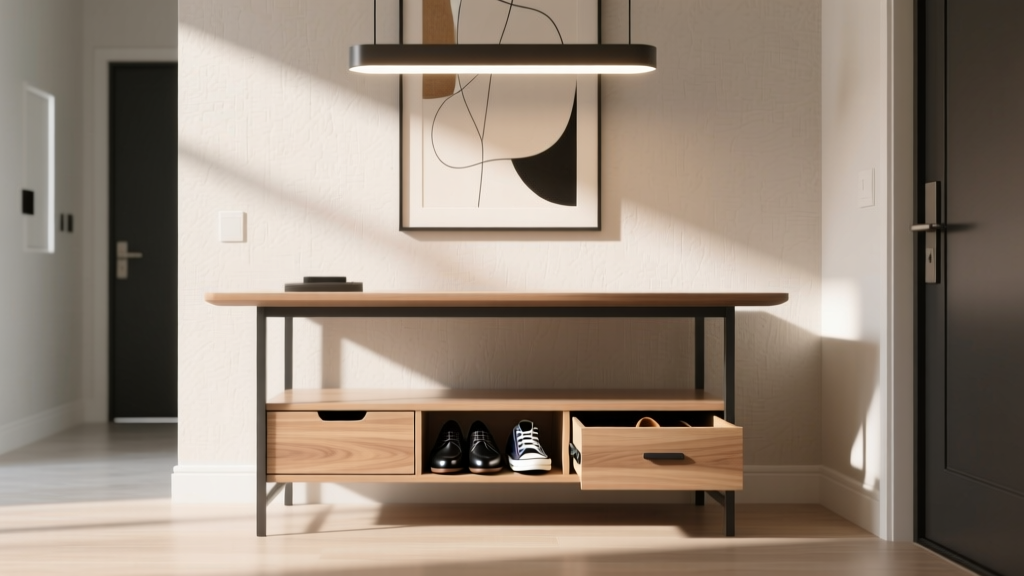 Entry Hall Tables with Built-in Shoe Storage