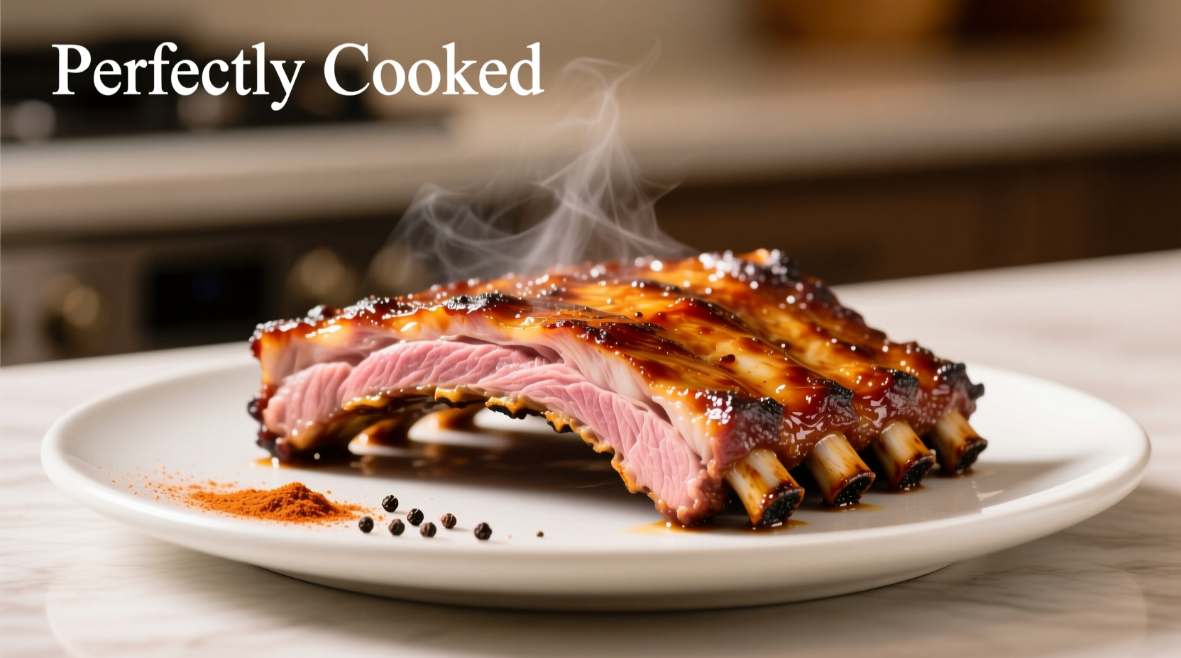 Perfectly cooked air fryer ribs on plate