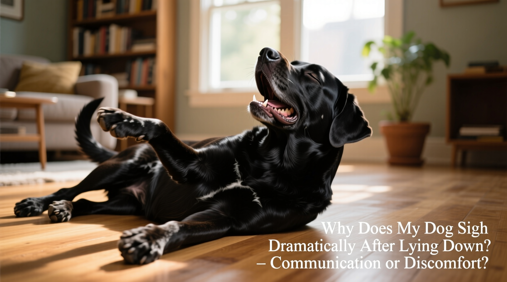 why does my dog sigh dramatically after lying down communication or discomfort