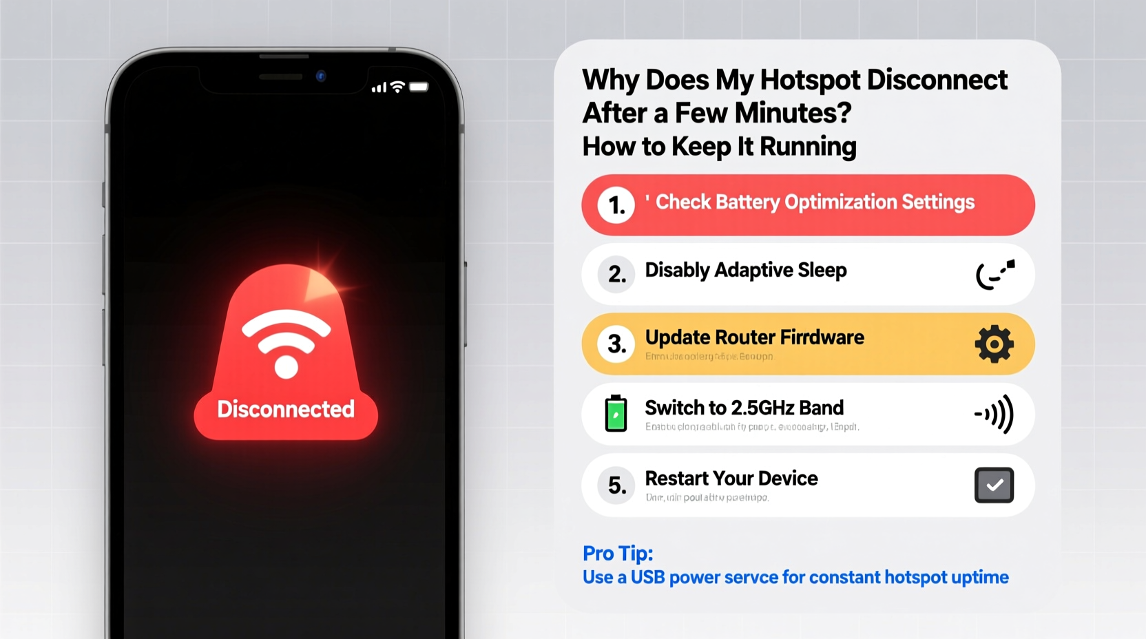 why does my hotspot disconnect after a few minutes how to keep it running
