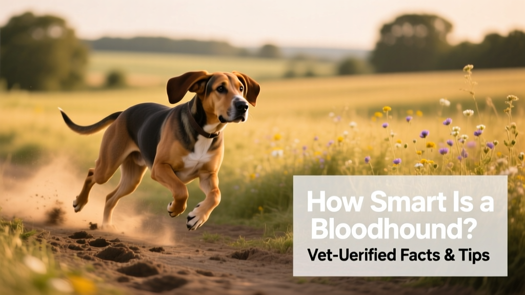 Bloodhound dog running in the field