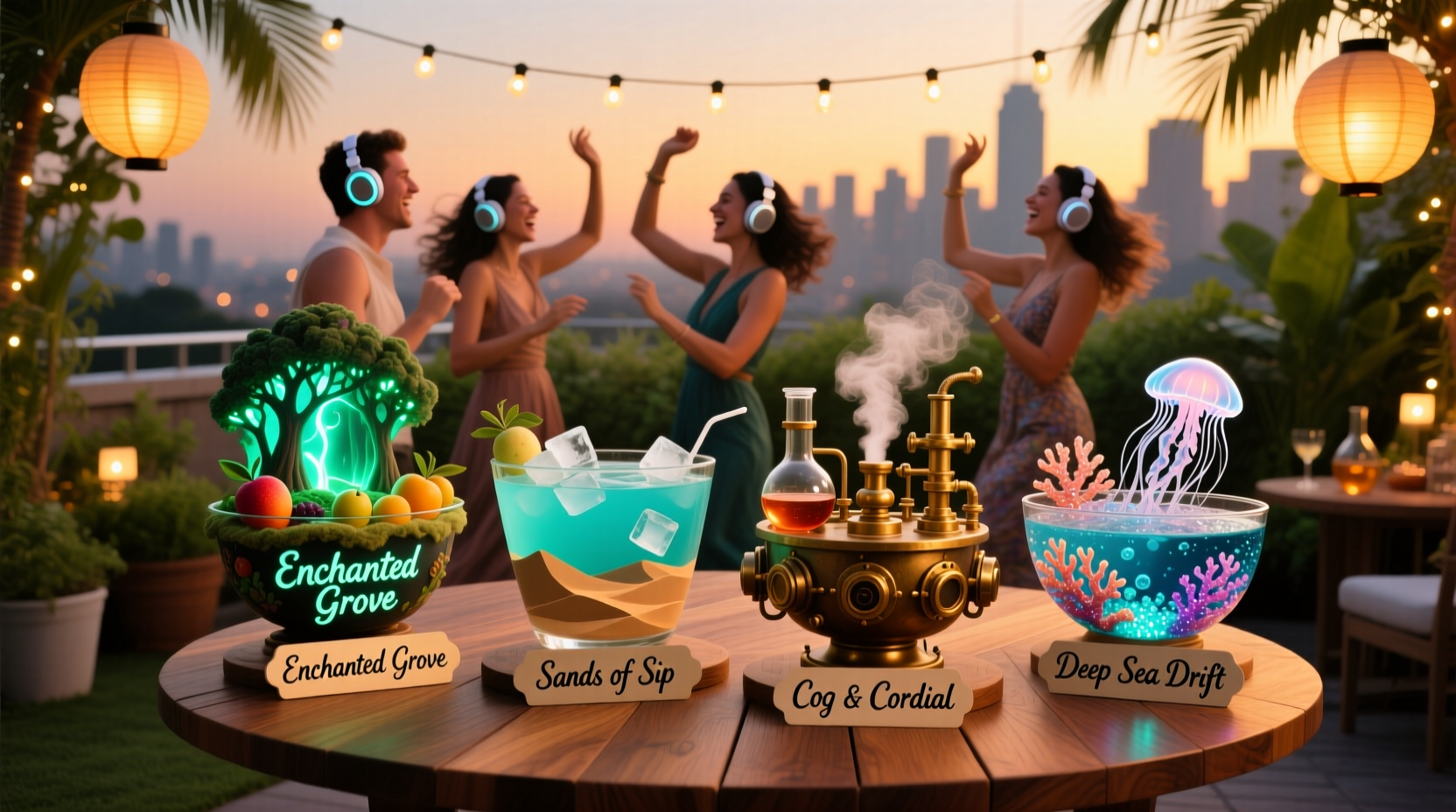 how to host a silent disco with themed alcoholic punch bowls