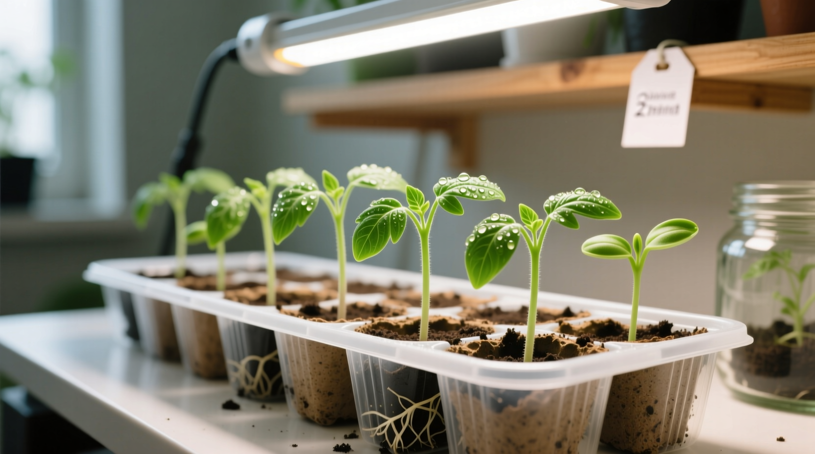 Seedling in starter tray with proper spacing