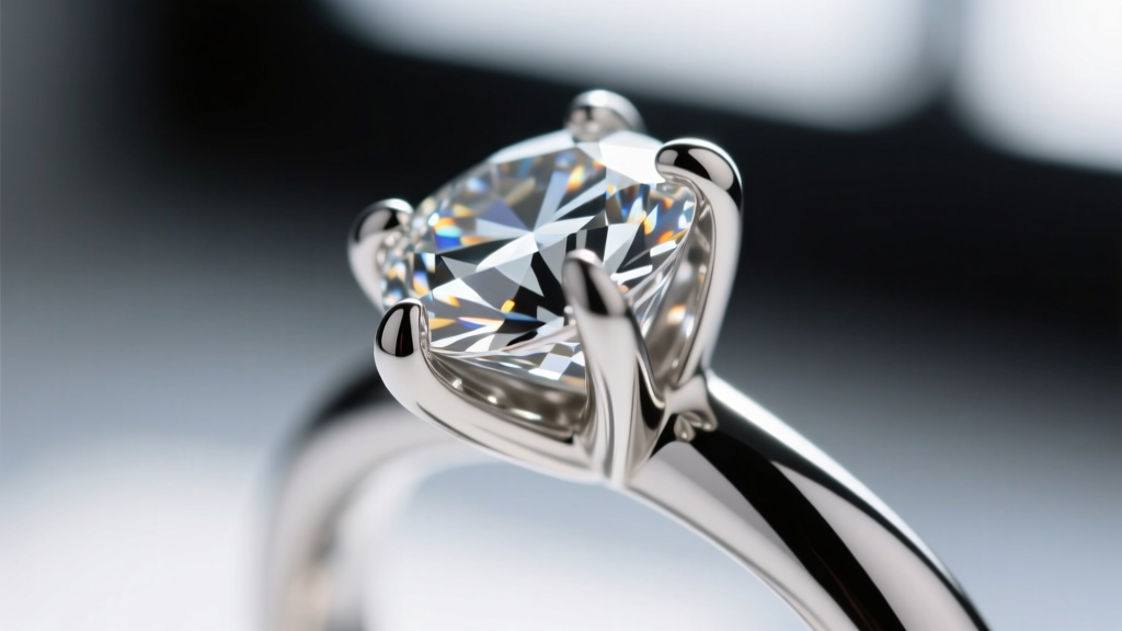 Macro view of a V-prong setting securing the sharp tip of a pear diamond, showing metal wrapping the edge to prevent chipping.