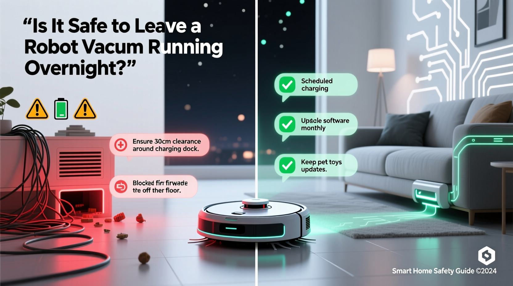 is it safe to leave a robot vacuum running overnight risks and tips