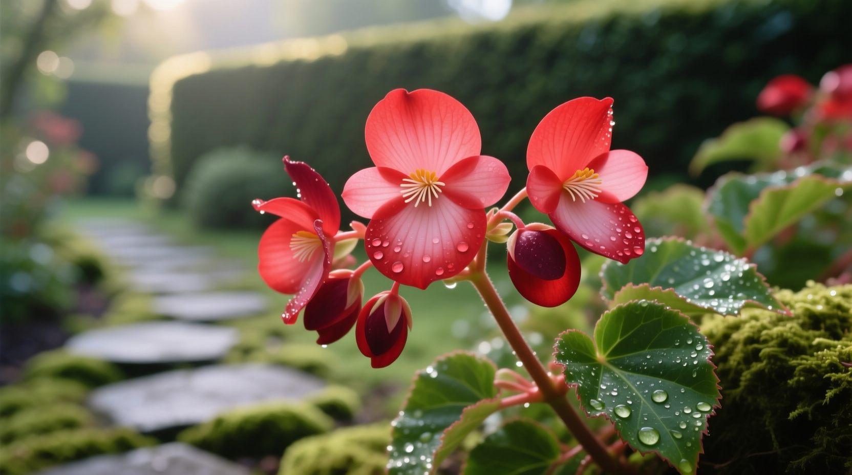 red begonia flowers