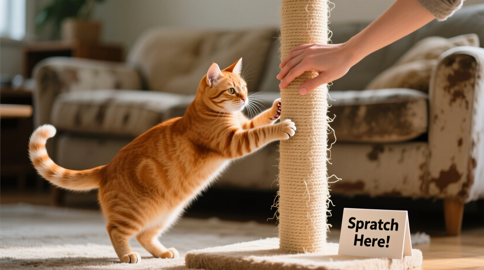 how to teach a cat to use a scratching post instead of the sofa
