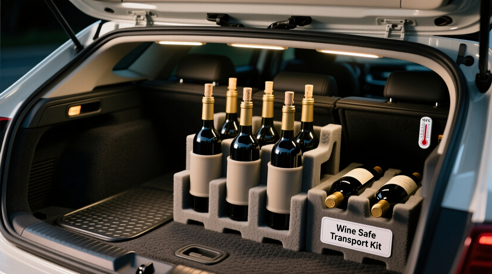 how to safely transport open wine bottles in a car trunk