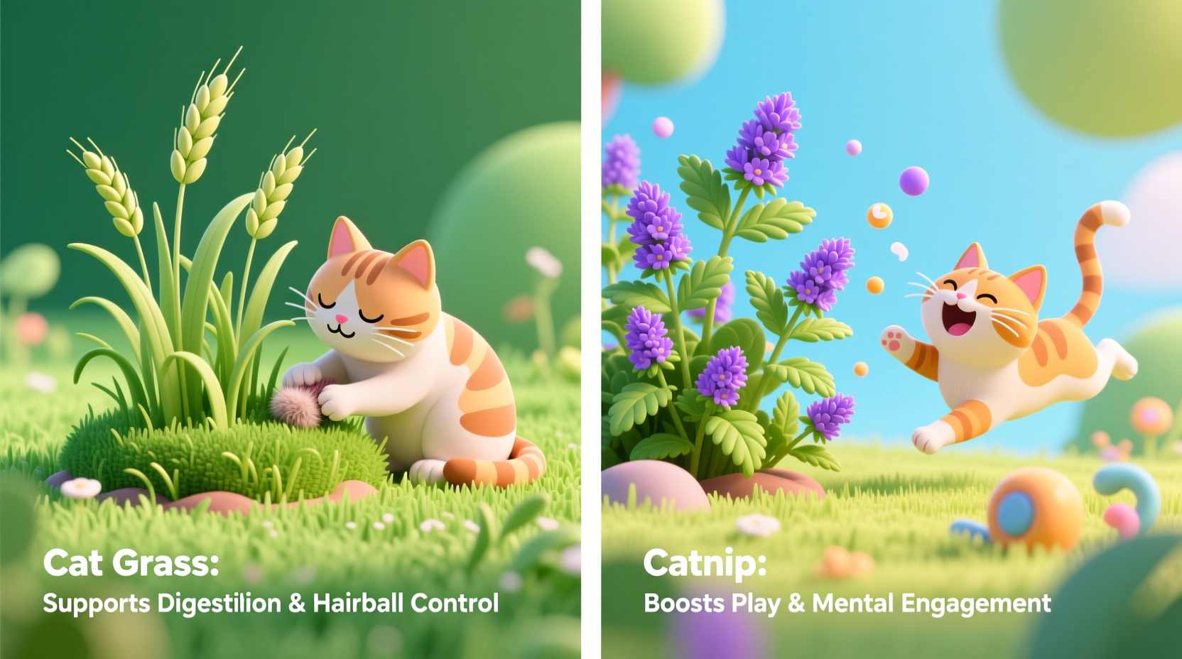 cat grass vs catnip which one actually helps with digestion and playtime