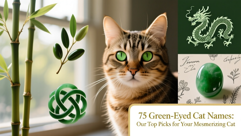Collage of international symbols representing green—bamboo, olive branch, Celtic knot, dragon motif, and jade stone