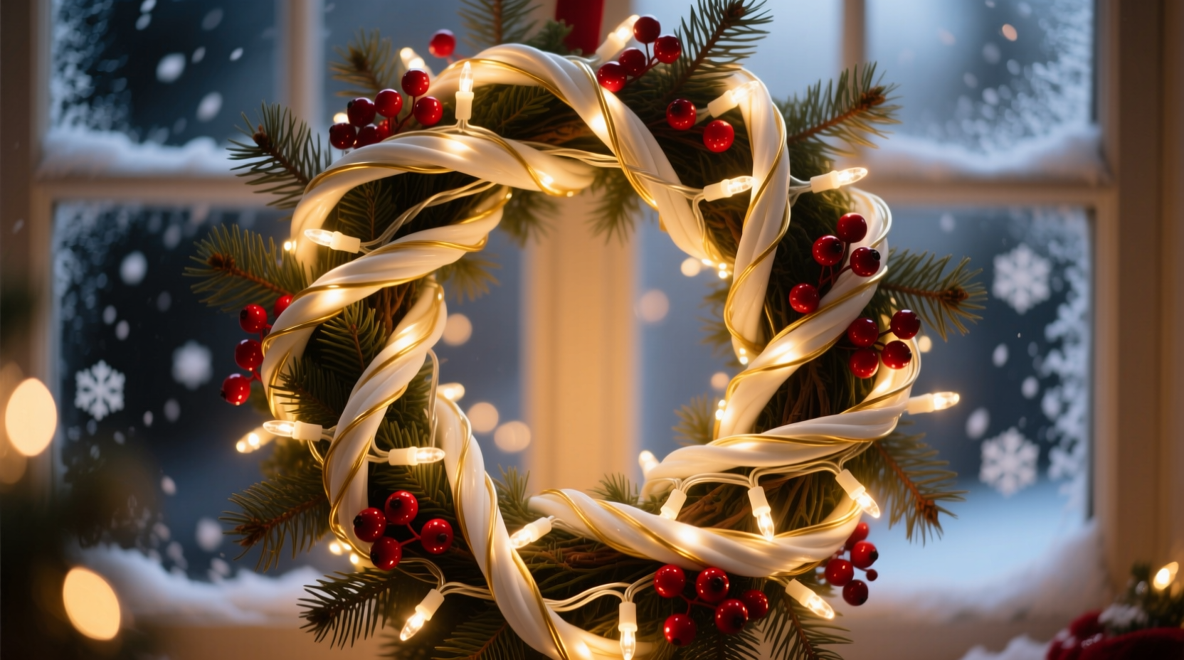 how to layer christmas lights on a wreath for depth and glow