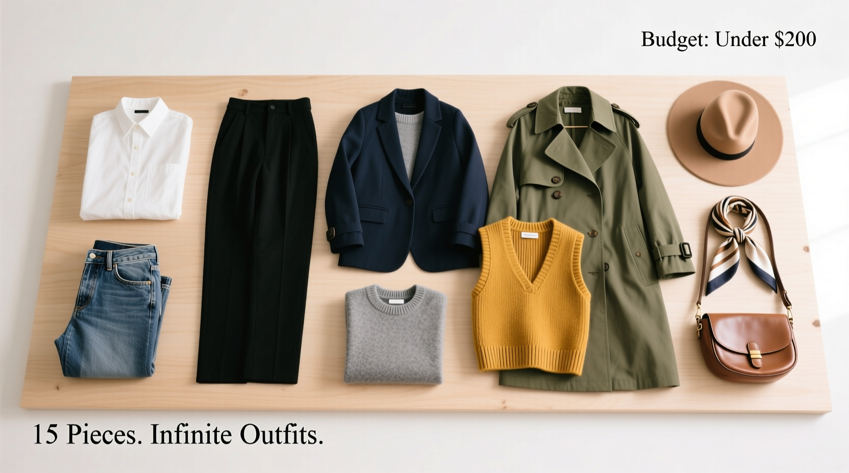 how to create a capsule wardrobe on a budget with only 15 pieces