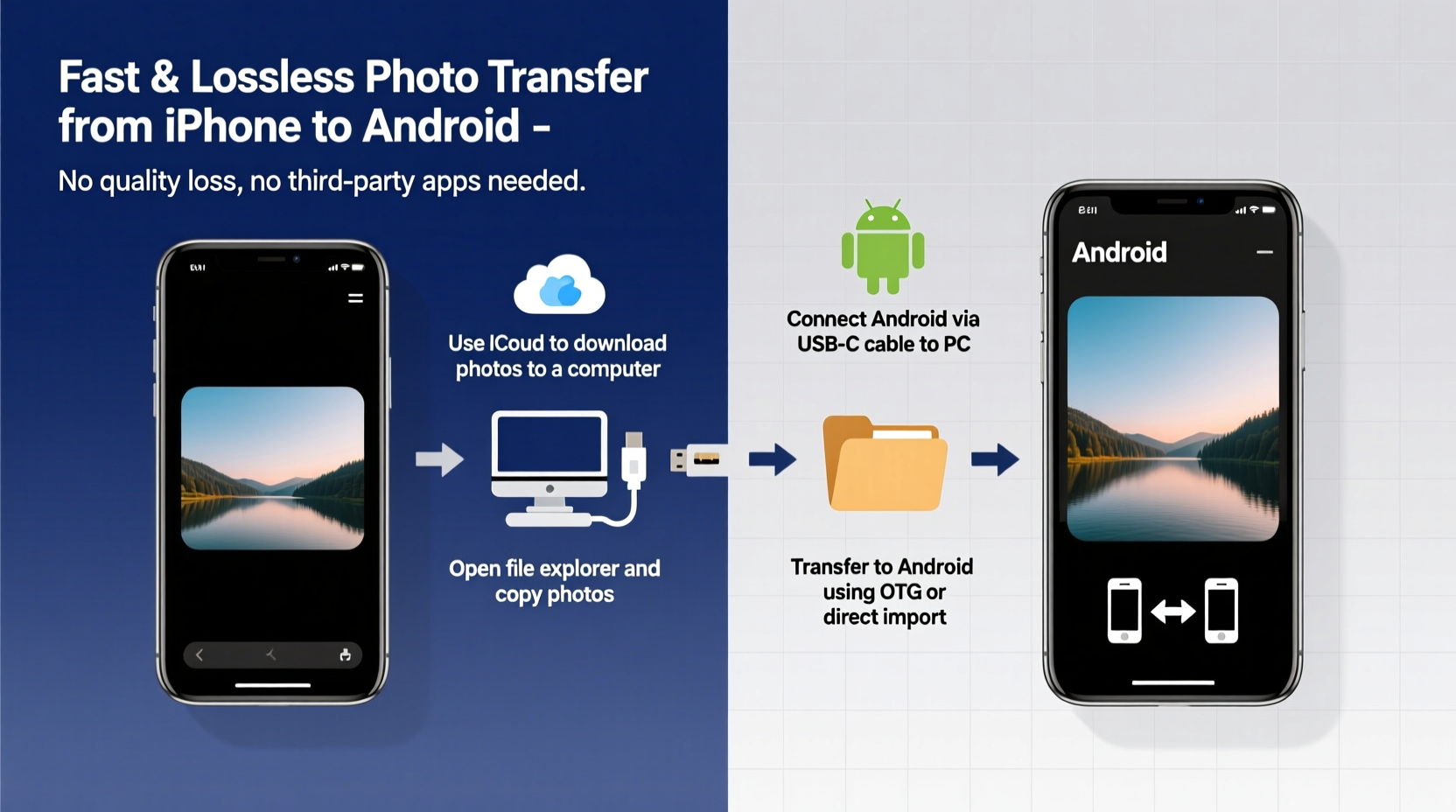 how to transfer photos from iphone to android without losing quality fast methods