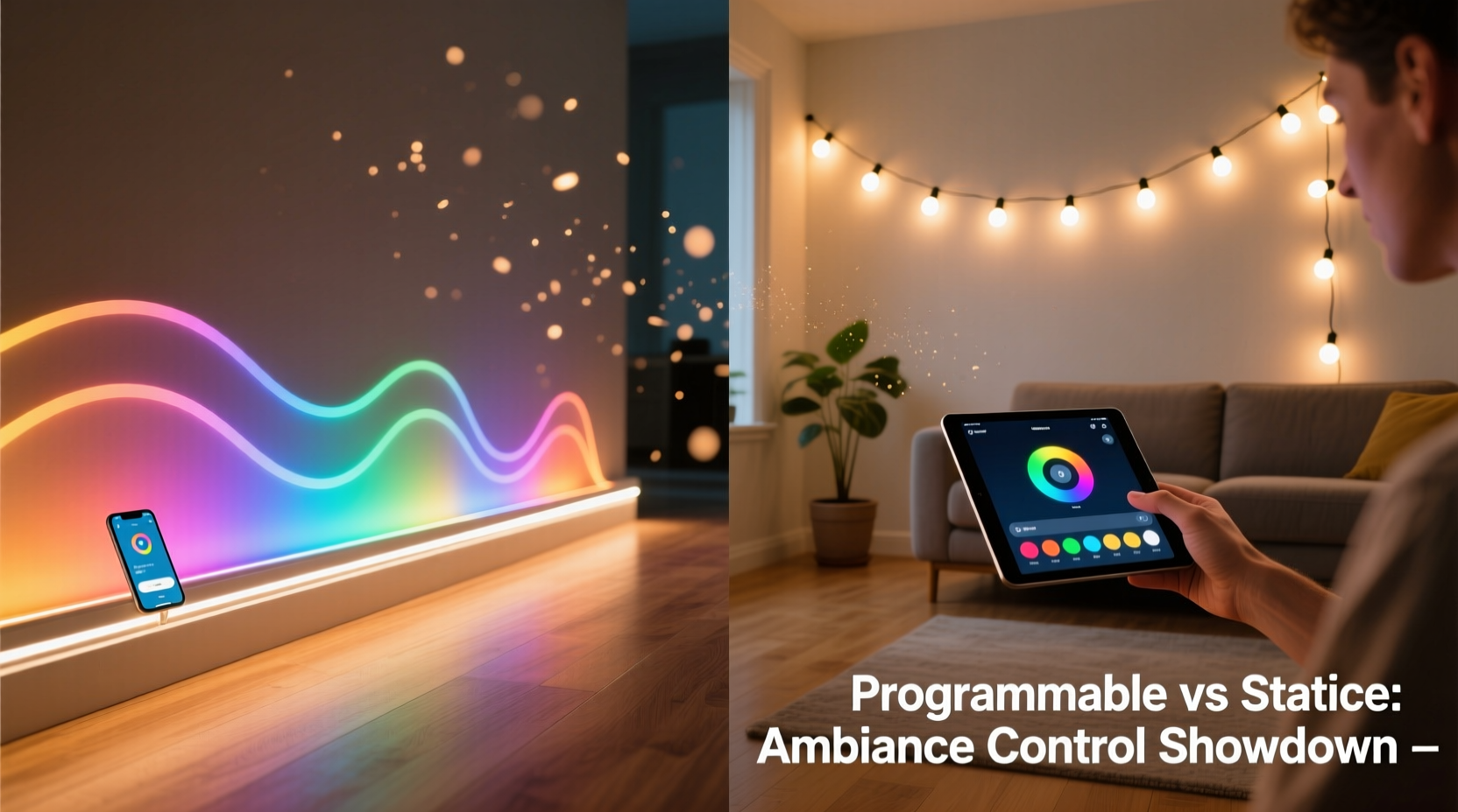 programmable led strip lights vs static string lights which gives better ambiance control