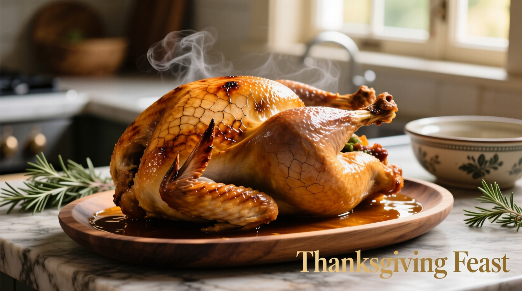 Perfectly roasted 20 lb turkey with golden skin