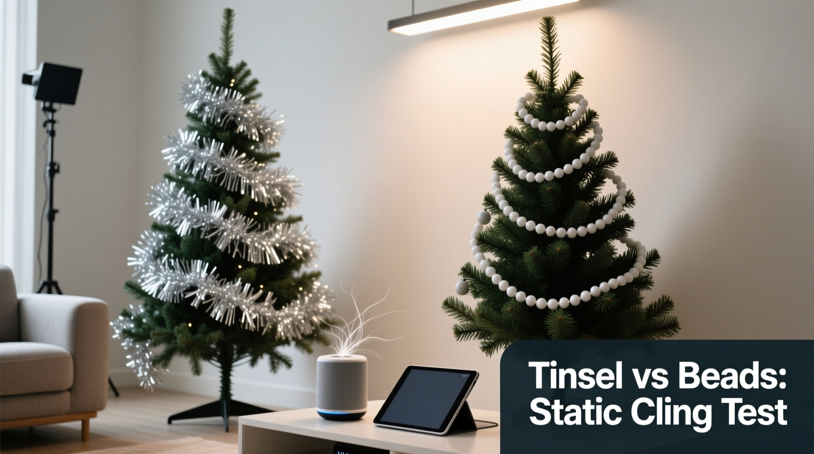 tinsel vs bead garlands on artificial trees which generates less static cling around electronics