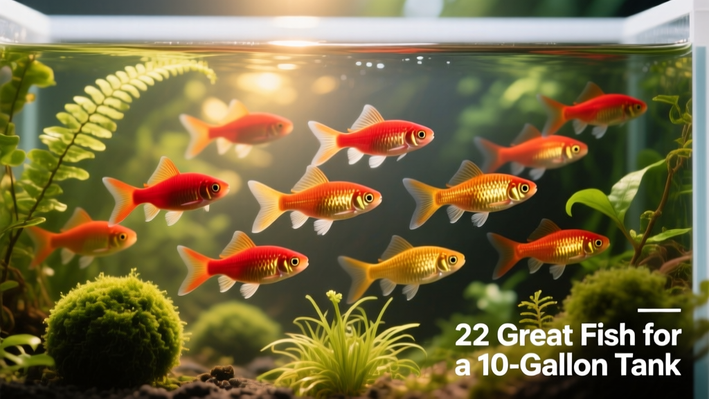 School of chili rasboras swimming together in a lush, planted aquarium