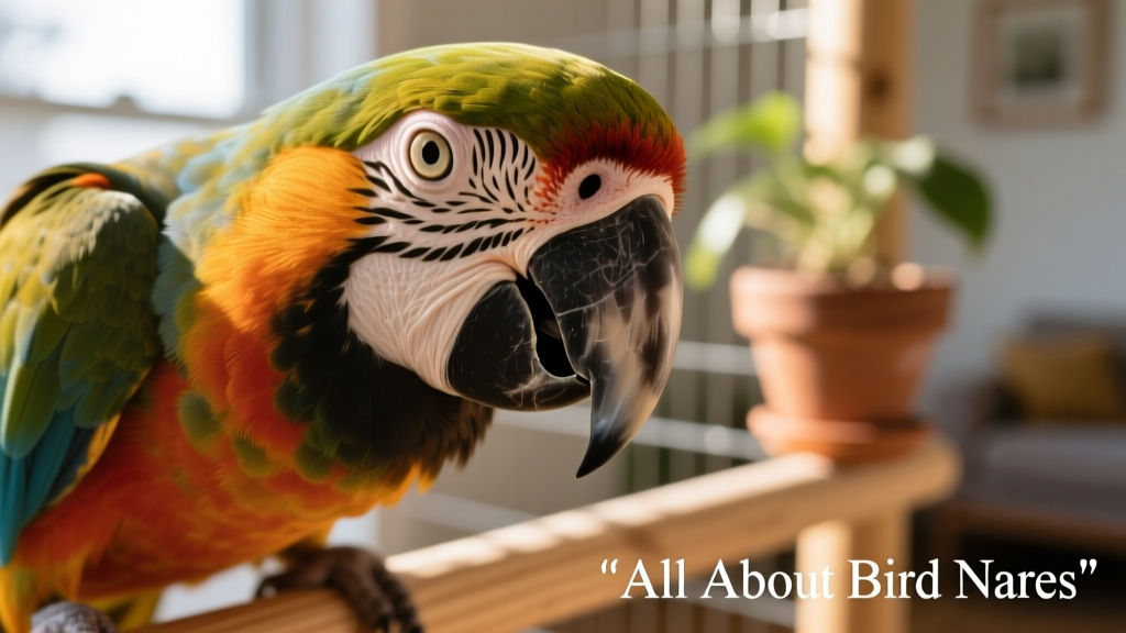 Close-up photo of a healthy parrot's beak showing visible nares on either side