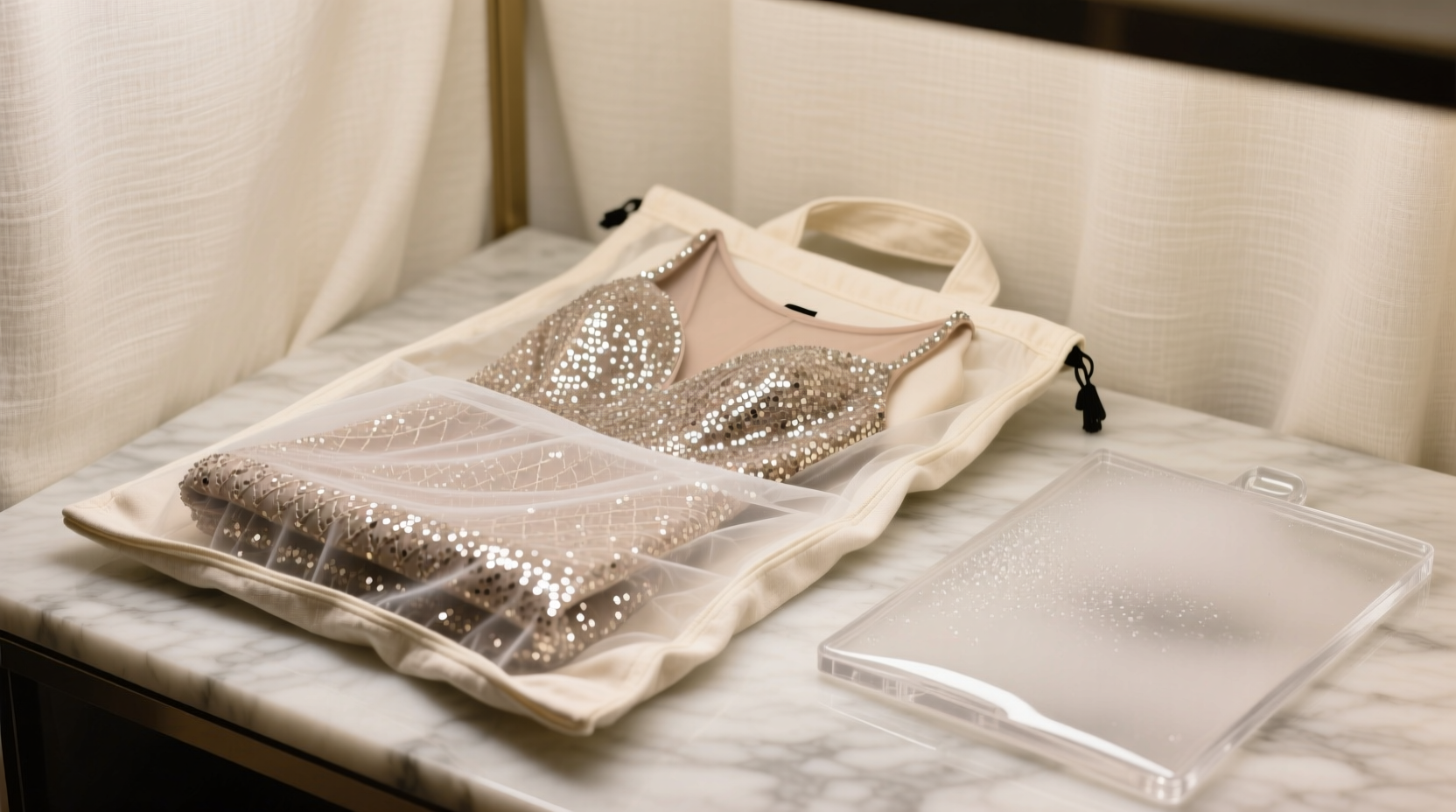 sequined dress storage cotton bags vs acrylic covers