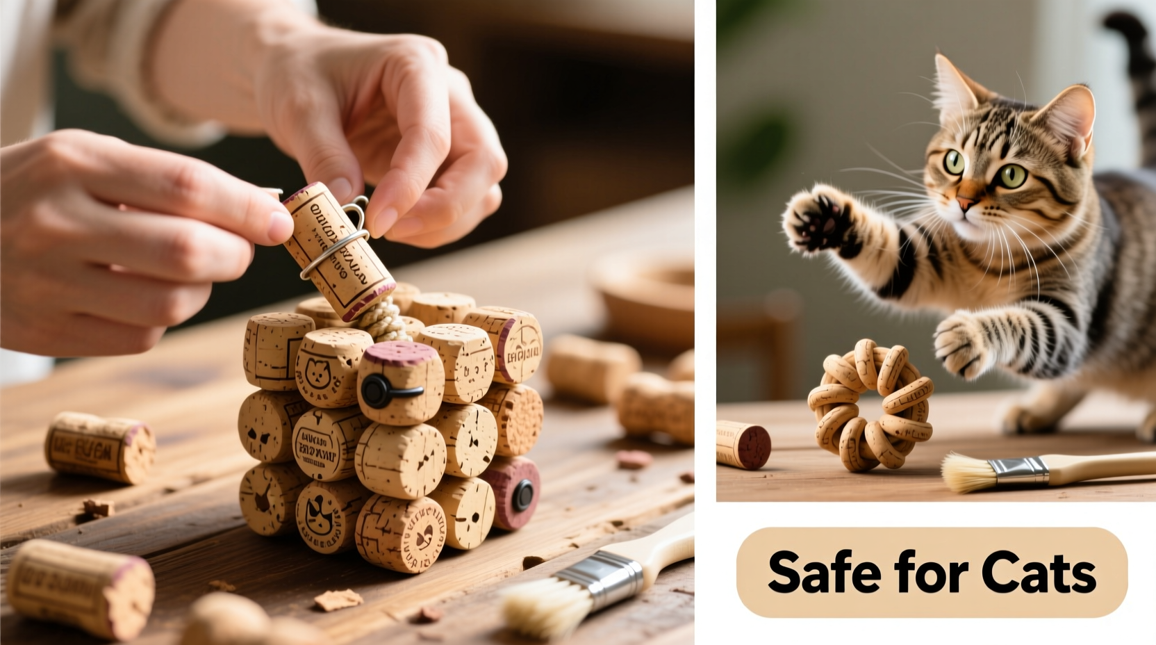 how to use old wine corks to create pet toys for cats