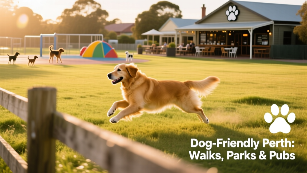 A golden retriever mid-run across a sunlit, grassy field with low wooden fencing in the background