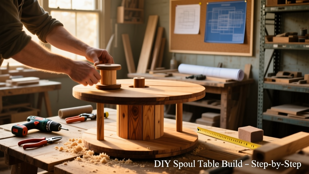 DIY Spool Table: Rustic Wood Coffee Table Build