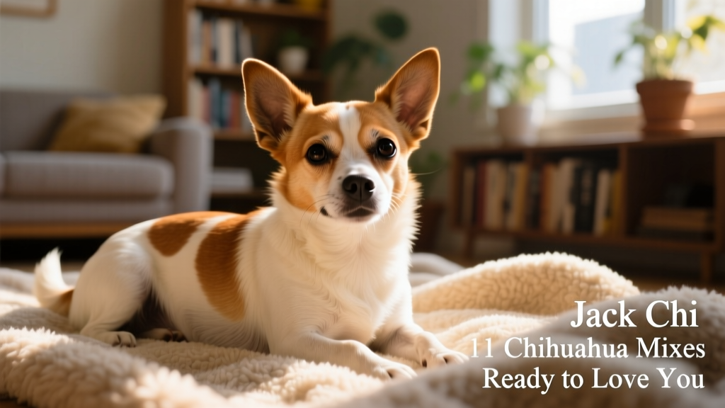 Jack Chi, Chihuahua Jack Russell Terrier mix, laying on fuzzy blanket
