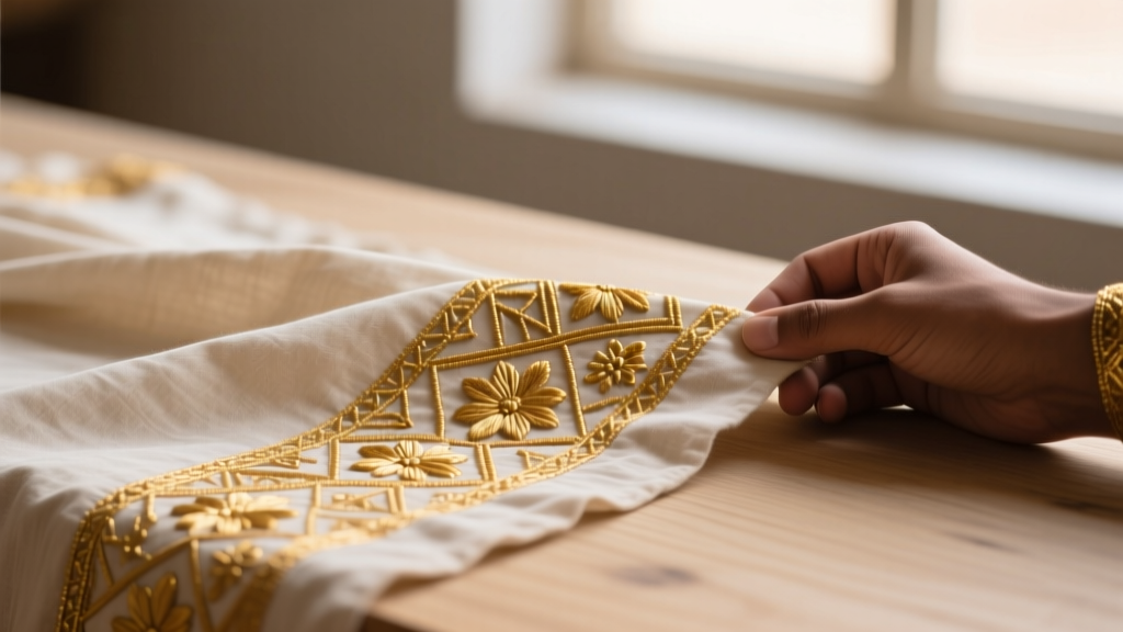 Yemeni Tihama Embroidery And Gold Thread Work On Cotton