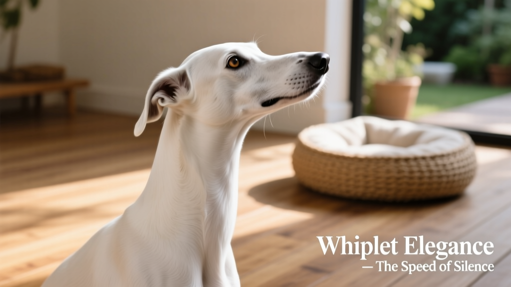 White Whippet dog profile looking up