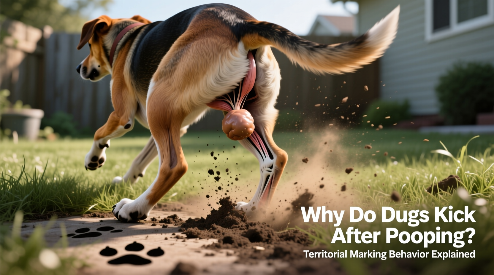 why does my dog kick after pooping and is it marking territory