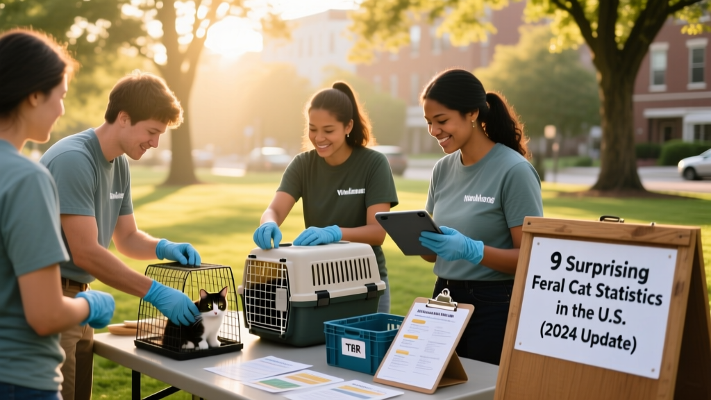 Volunteers collaborating on a TNR day: setting humane traps, preparing transport carriers, and reviewing care instructions