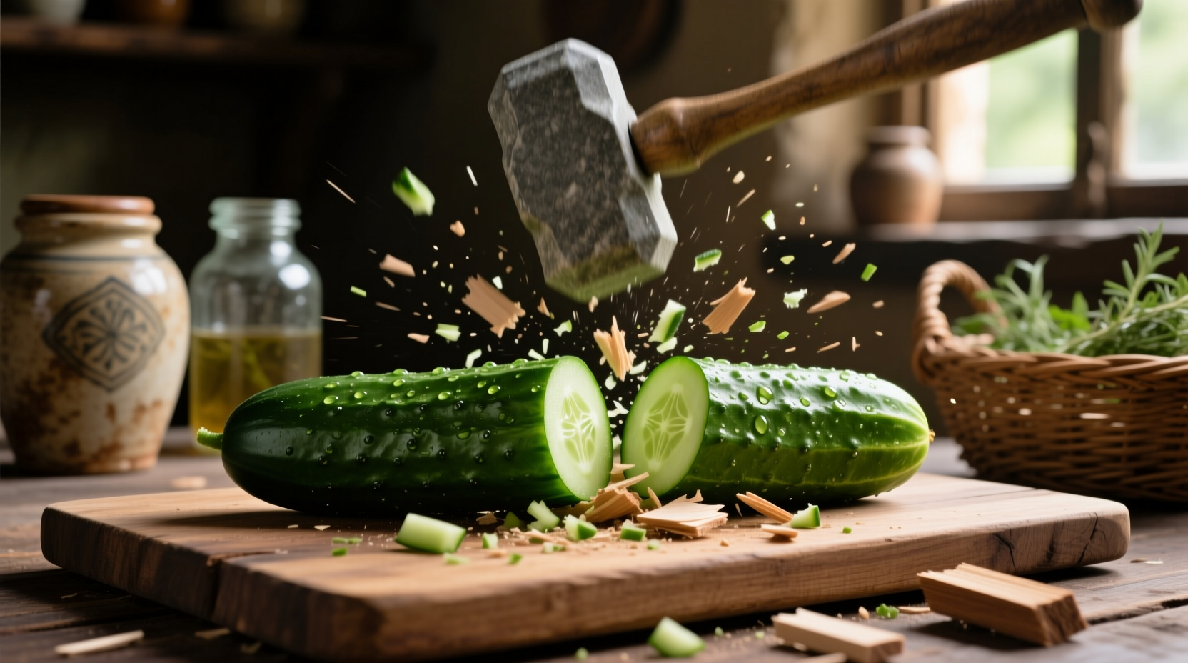 smash cucumbers before brining for fast flavorful pick