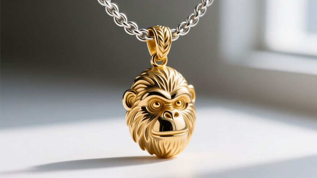 3.5mm sterling silver wheat chain threaded through a large hidden bail of a solid gold bigfoot pendant, showing the secure clasp.