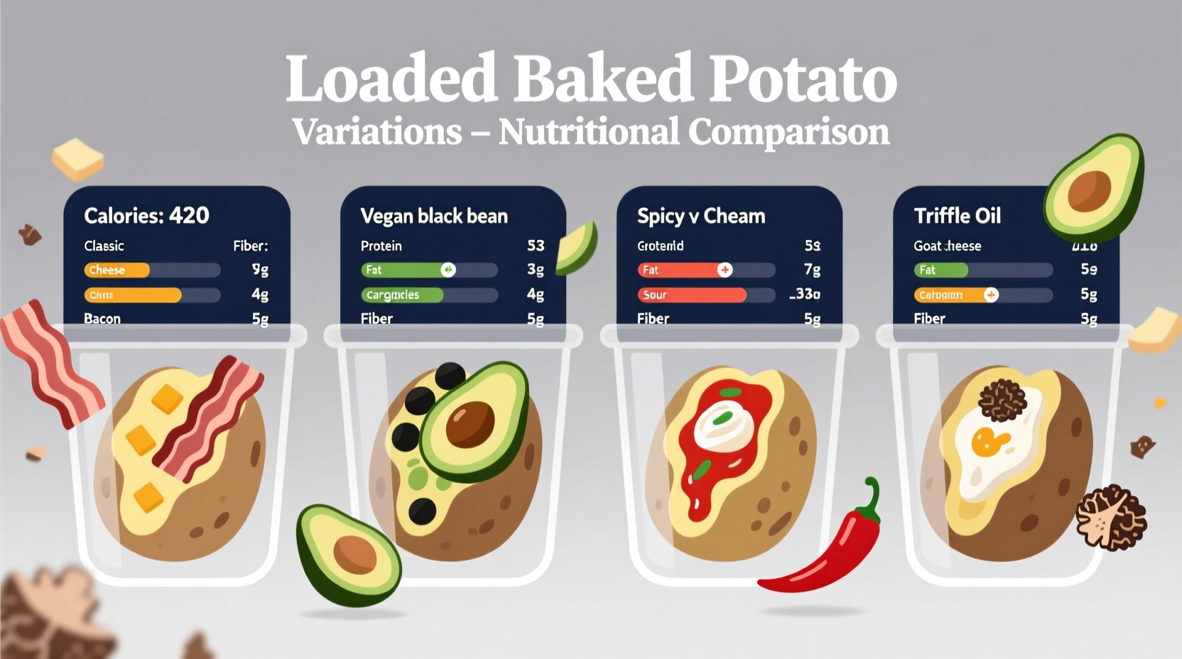 Nutritional comparison of loaded baked potato variations