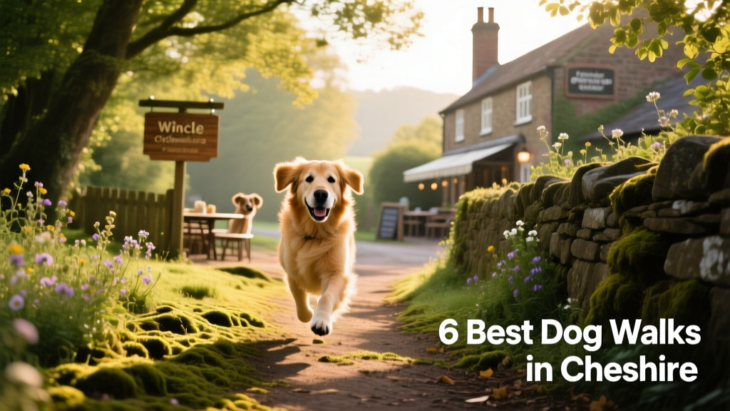 A cheerful dog trotting along a leafy, sun-dappled path near Wincle village in Cheshire East
