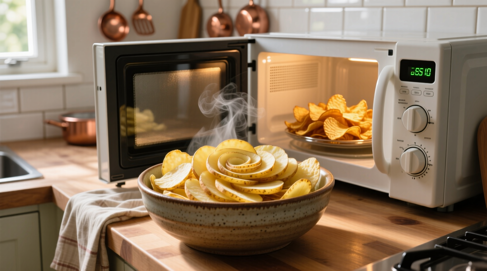 make potato chips in the microwave without sacrificing